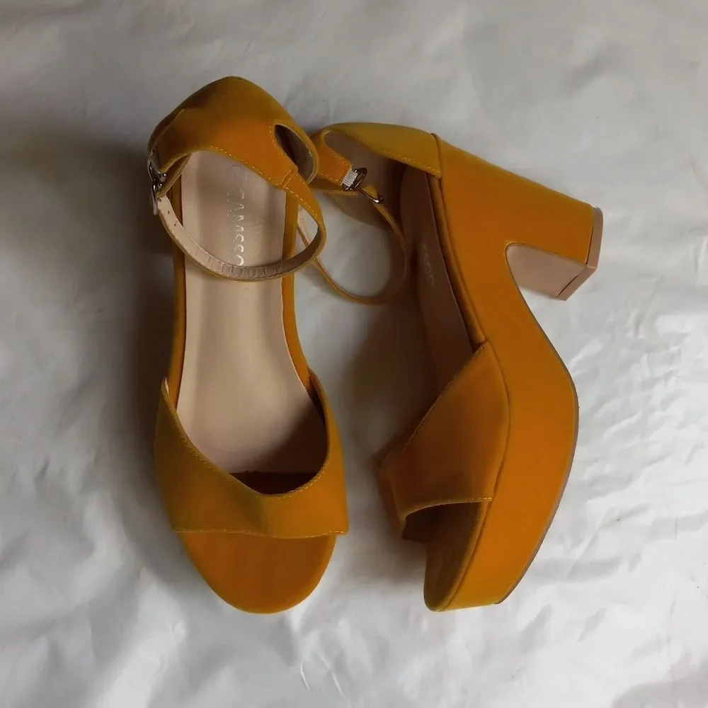 Camssoo Women's Platforms Wedges Sandal Suede Open Toe Ankle Sz 40